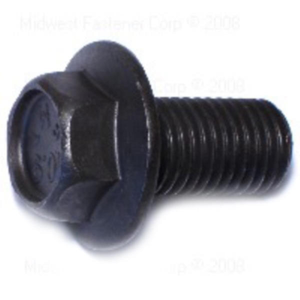 88303 Flange Bolt, M16-2 Thread, 30 mm OAL, 10.9 Grade, Steel, Black Phosphate, Metric Measuring