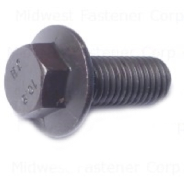 88297 Flange Bolt, M14-2 Thread, 35 mm OAL, 10.9 Grade, Steel, Black Phosphate, Metric Measuring