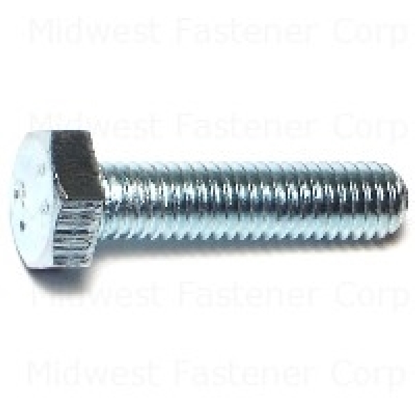 81515 Hex Cap Screw, M6-1 Thread, 25 mm OAL, Steel, Zinc, Coarse Thread