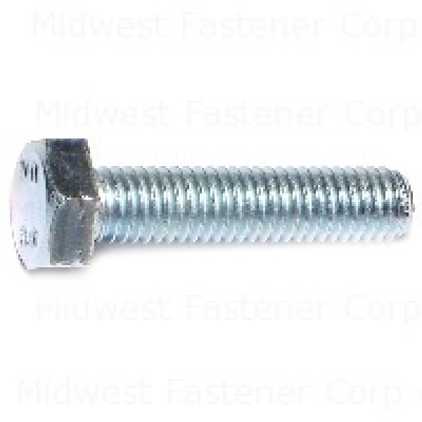 81525 Hex Cap Screw, M8-1.25 Thread, 35 mm OAL, Steel, Zinc, Coarse Thread