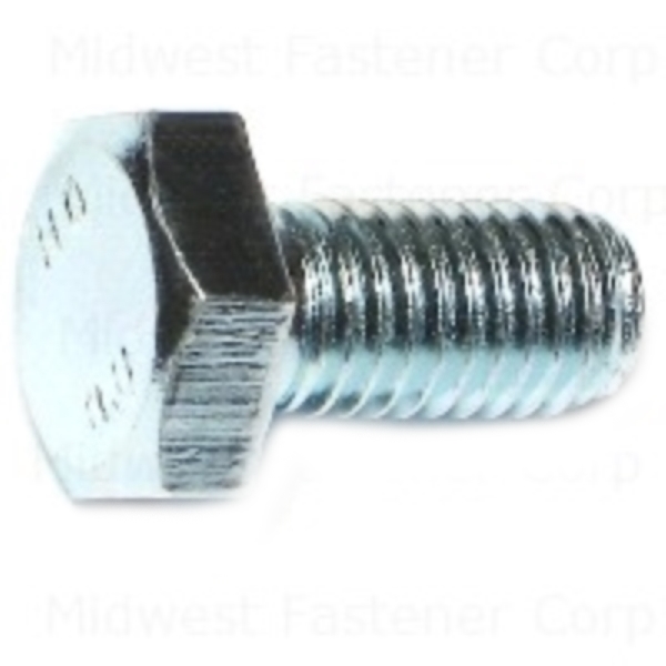 81531 Hex Cap Screw, M10-1.5 Thread, 20 mm OAL, Steel, Zinc, Coarse Thread