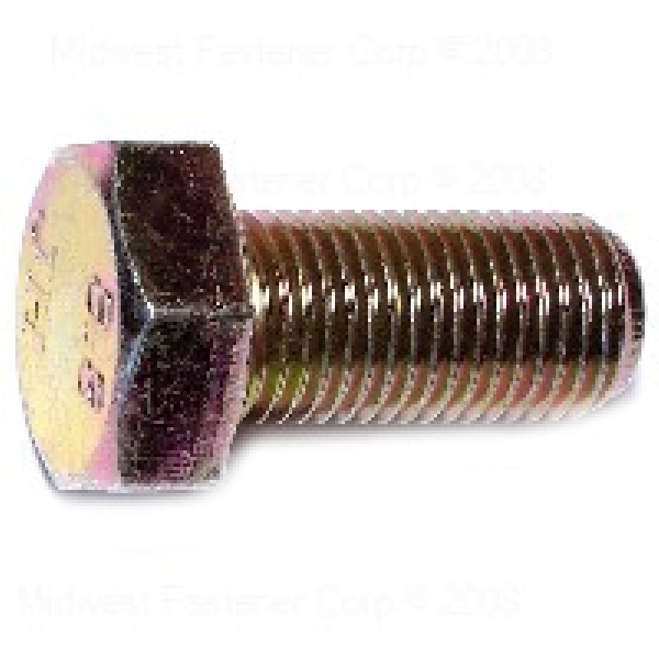 86561 Hex Cap Screw, M12-1.5 Thread, 25 mm OAL, Steel, Zinc, Fine Thread