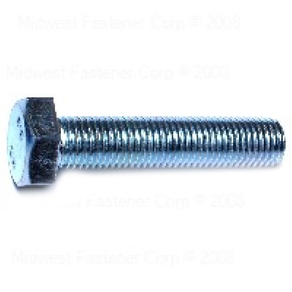 86565 Hex Cap Screw, M12-1.5 Thread, 55 mm OAL, Steel, Zinc, Fine Thread