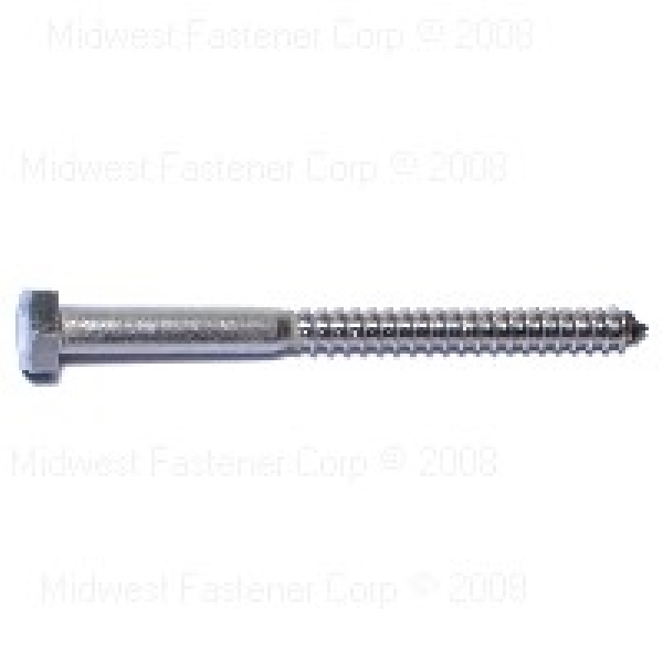 53152 Lag Screw, 5/16 in Thread, 4 in OAL, Stainless Steel, SAE Measuring