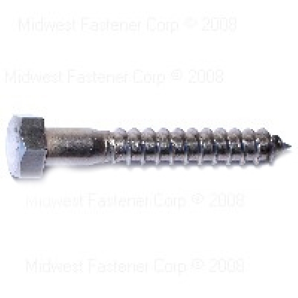 53155 Lag Screw, 3/8 in Thread, 2-1/2 in OAL, Stainless Steel, SAE Measuring