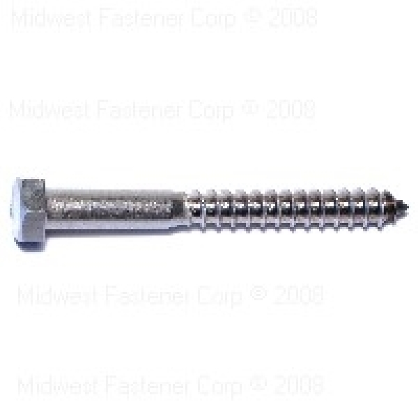 53157 Lag Screw, 3/8 in Thread, 3-1/2 in OAL, Stainless Steel, SAE Measuring