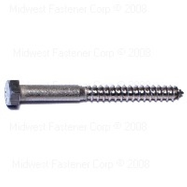 53158 Lag Screw, 3/8 in Thread, 4 in OAL, Stainless Steel, SAE Measuring