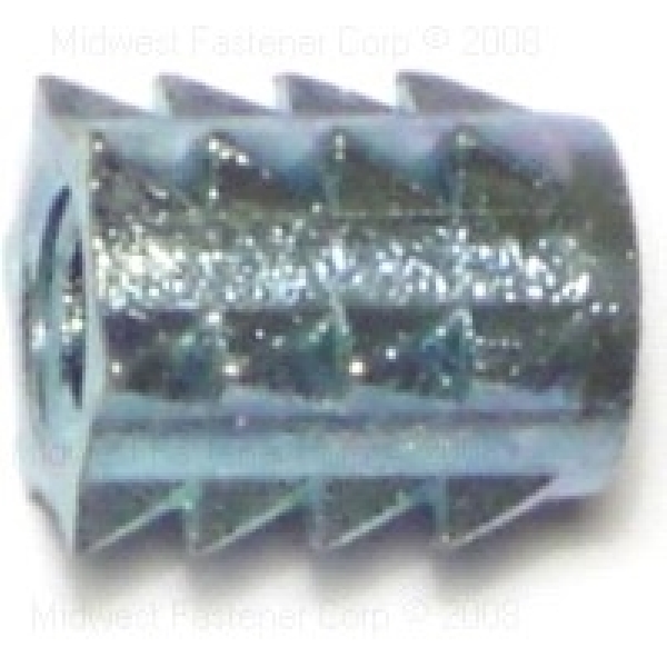 84386 Wood Insert, 11/32 to 23/64 in Drill, 1/4-20 Thread, Zinc