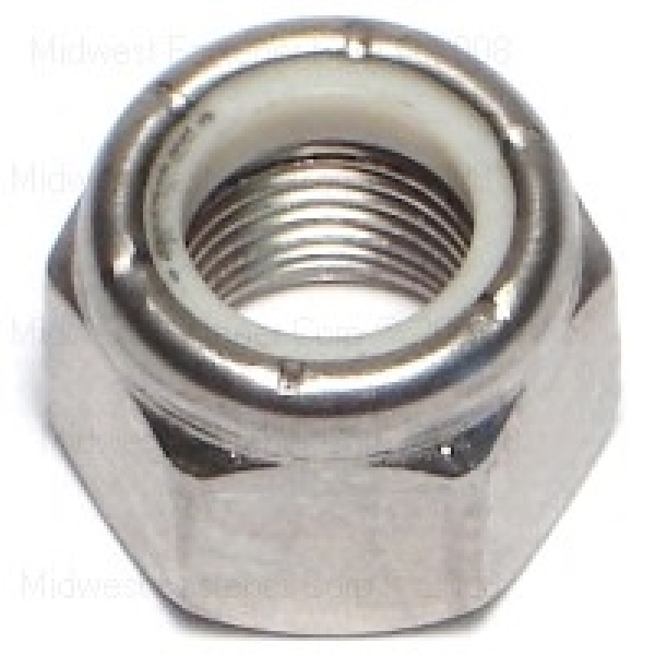 87470 Lock Nut with Nylon Insert, Fine Thread, 1/2-20 Thread, Stainless Steel, 18-8 Grade