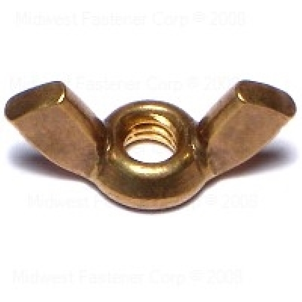 80327 Wing Nut, Coarse Thread, 10-24 Thread, Brass, 10/PK