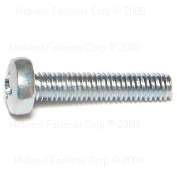 82056 Machine Screw, M4-0.7 Thread, 20 mm L, Coarse Thread, Pan Head, Phillips Drive, Steel, Zinc, 12/PK