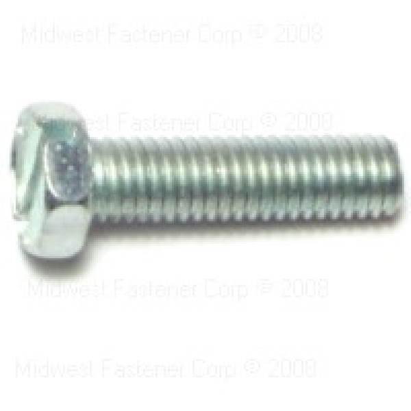 83764 Machine Screw, #10-32 Thread, 3/4 in L, Fine Thread, Hex, Slotted Drive, Steel, Zinc, 12 PK