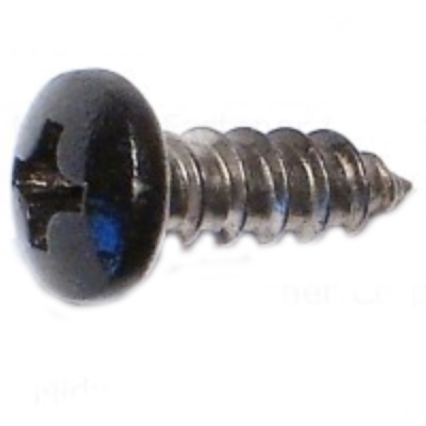 88776 Shutter Screw, #8-15 Thread, 1/2 in L, Coarse Thread, Pan Head, Phillips Drive, Sharp Point, 12/PK