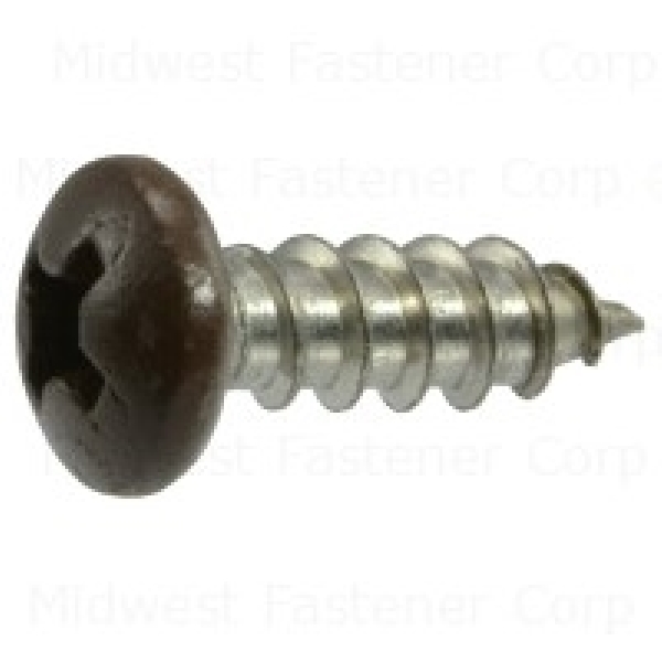 88796 Shutter Screw, #8-15 Thread, 1/2 in L, Coarse Thread, Pan Head, Phillips Drive, Sharp Point, 12/PK