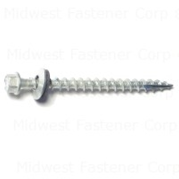 Midwest Fastener 51248 Pole Barn Screw, #10 Thread, 2-1/2 in L, Hex Drive, Galvanized Steel, 290 PK