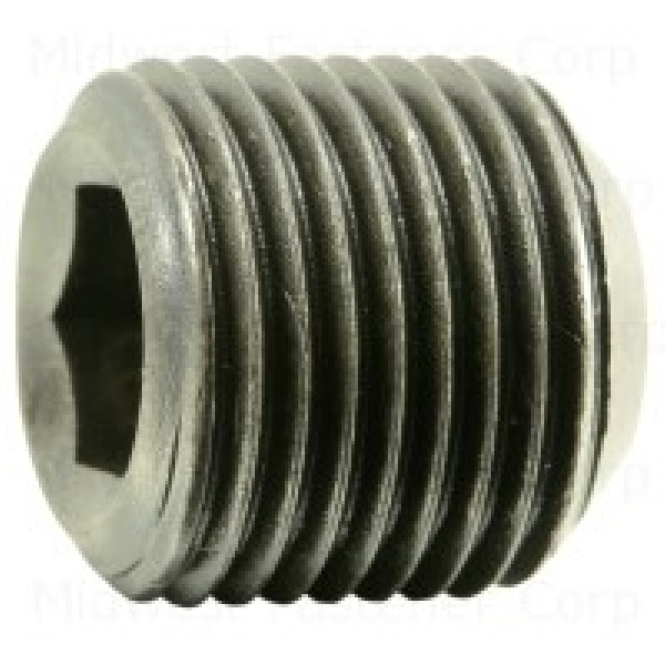 80416 Set Screw, 5/8-18 Thread, 5/8 in L, Fine Thread, Hex, Socket Drive, Cupped Point, Steel, 5 PK