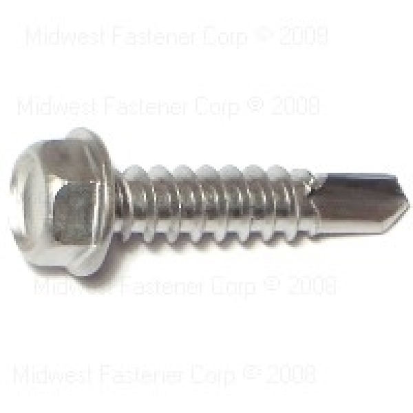 11845 Screw, #12 Thread, Hex Drive, Self-Drilling Point, Stainless Steel, 1 PK