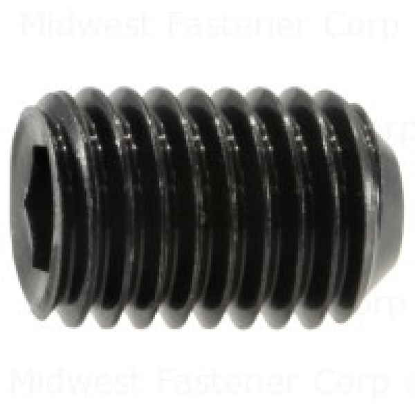 80408 Set Screw, 1/4-28 Thread, 3/8 in L, Fine Thread, Hex, Socket Drive, Cupped Point, Steel, 6 PK