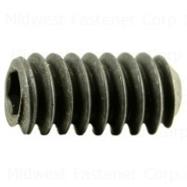 80508 Set Screw, #10-24 Thread, 3/8 in L, Coarse Thread, Hex, Socket Drive, Cupped Point, Steel, 8 PK