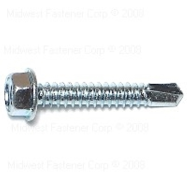 10287 Screw, #14 Thread, 1-1/2 in L, Washer Head, Hex Drive, Self-Drilling Point, 1 PK