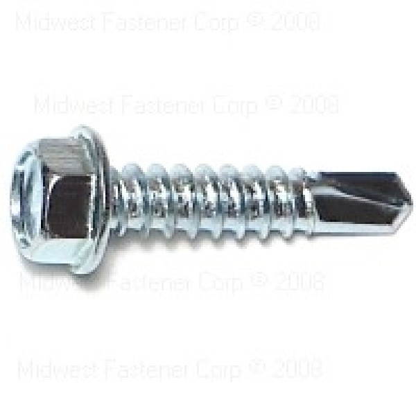 10283 Screw, #12 Thread, 1 in L, Washer Head, Hex Drive, Self-Drilling Point, 1 PK