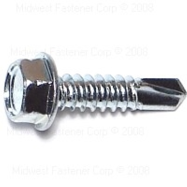 10286 Screw, #14 Thread, 1 in L, Washer Head, Hex Drive, Self-Drilling Point, 1 PK