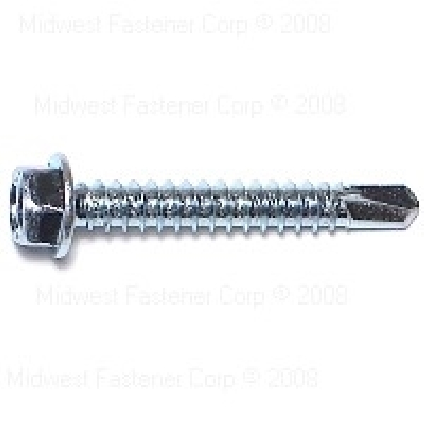 10284 Screw, #12 Thread, 1-1/2 in L, Washer Head, Hex Drive, Self-Drilling Point, 1 PK