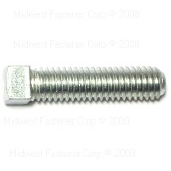 80308 Set Screw, 3/8-16 Thread, 1-1/2 in L, Coarse Thread, Square Drive, Cupped Point, Steel, 6 PK