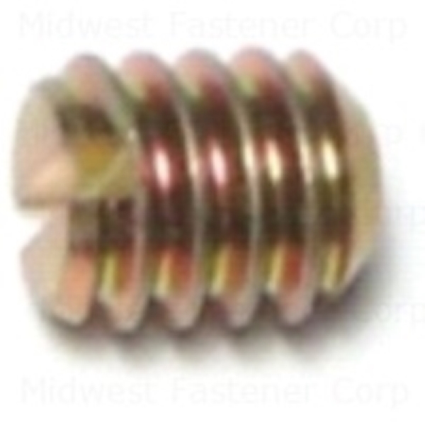 88320 Set Screw, 1/4-20 Thread, 1/4 in L, Coarse Thread, Slotted Drive, Cupped Point, Steel, 12 PK