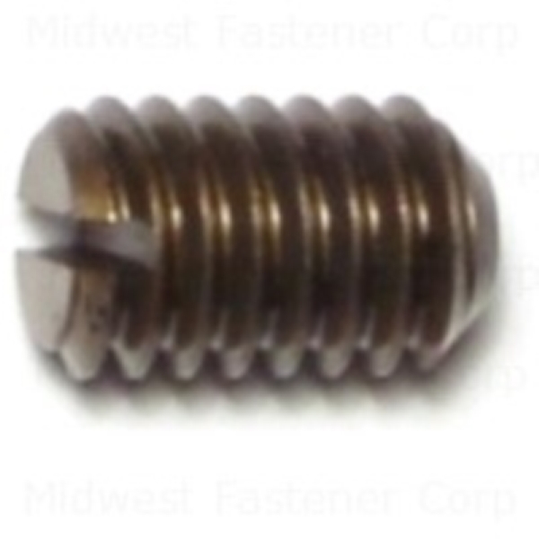 88329 Set Screw, 5/16-18 Thread, 1/2 in L, Coarse Thread, Slotted Drive, Cupped Point, Steel, 10 PK