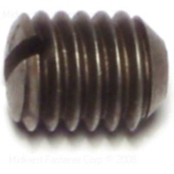 88331 Set Screw, 3/8-16 Thread, 1/2 in L, Coarse Thread, Slotted Drive, Cupped Point, Steel, 8 PK