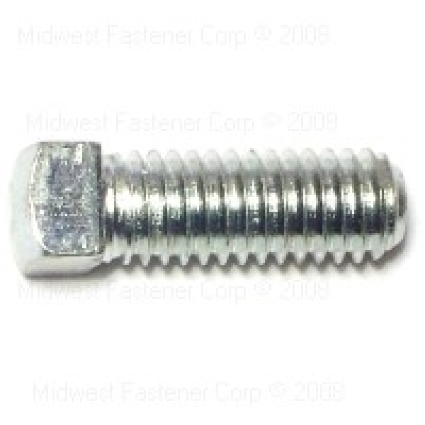 80307 Set Screw, 3/8-16 Thread, 1 in L, Coarse Thread, Square Drive, Cupped Point, Steel, 6 PK