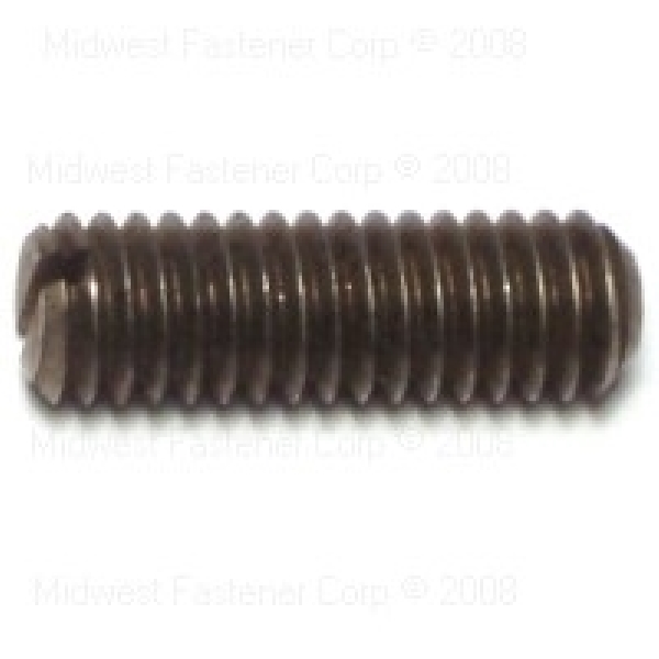 88330 Set Screw, 5/16-18 Thread, 1 in L, Coarse Thread, Slotted Drive, Cupped Point, Steel, 10 PK