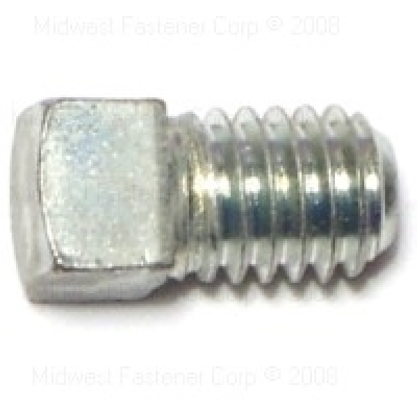 80306 Set Screw, 3/8-16 Thread, 1/2 in L, Coarse Thread, Square Drive, Cupped Point, Steel, 6 PK