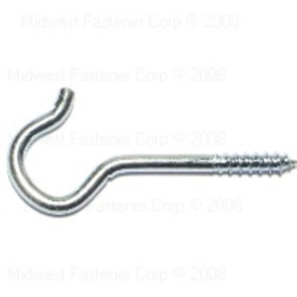 Midwest Fastener 21700 Screw Hook, 2-1/4 in L, Steel, Zin