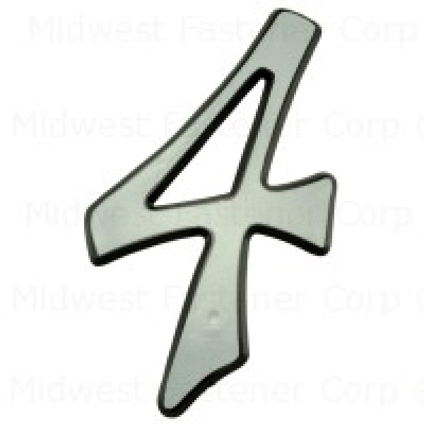 Midwest Fastener 360111 Reflective Number, Character: 4, 4 in H Character, White Character