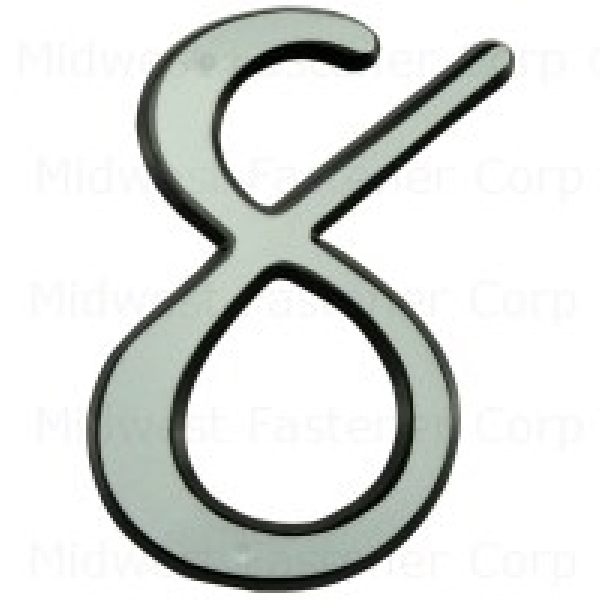 Midwest Fastener 360115 Reflective Number, Character: 8, 4 in H Character, White Character