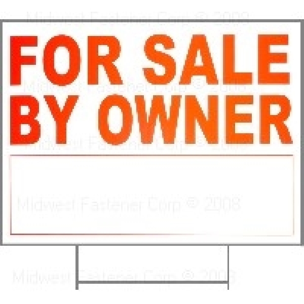 Midwest Fastener 394043 Sign, For Sale By Owner, Red Legend, White Background, Plastic, 24 in L x 18 in W Dimensions