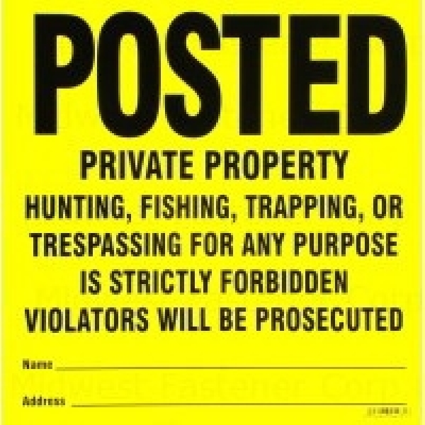 Midwest Fastener 394031 Sign, Posted Private Property, Styrene, 11 in L x 11 in W Dimensions