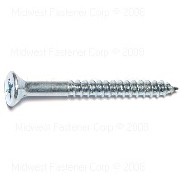 Midwest Fastener 10093 Screw, #14 Thread, 2-1/2 in L, Flat Head, Phillips Drive, Steel, Zinc, 1 PK - 1