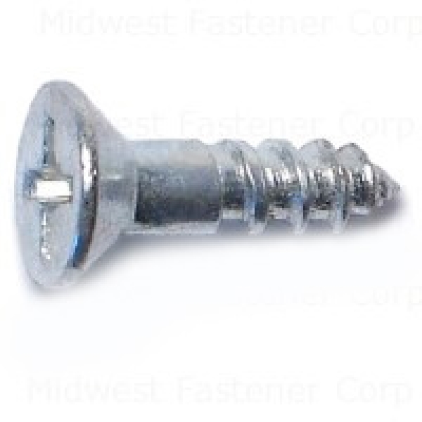 10053 Screw, 6 Thread, 1/2 in L, Flat Head, Phillips Drive, Steel, Zinc, 1 PK