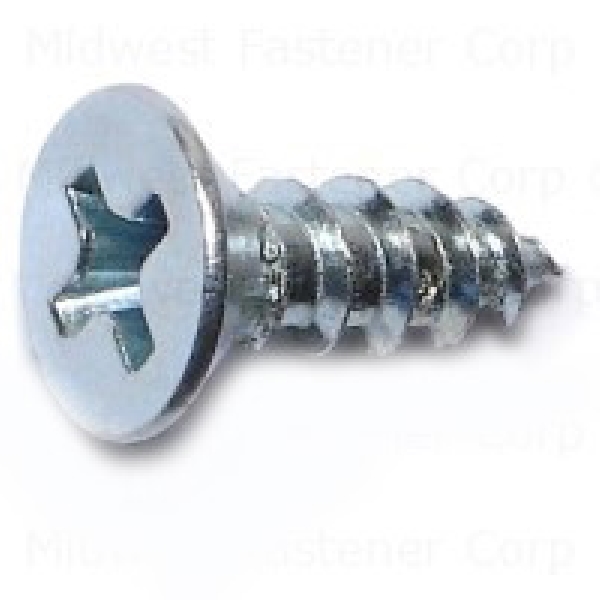 21101 Screw, #8 Thread, 1/2 in L, Flat Head, Phillips Drive, Zinc, 5 PK