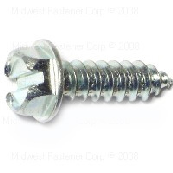 21237 Screw, #12 Thread, 3/4 in L, Hex, Slotted Drive, Zinc, 5 PK