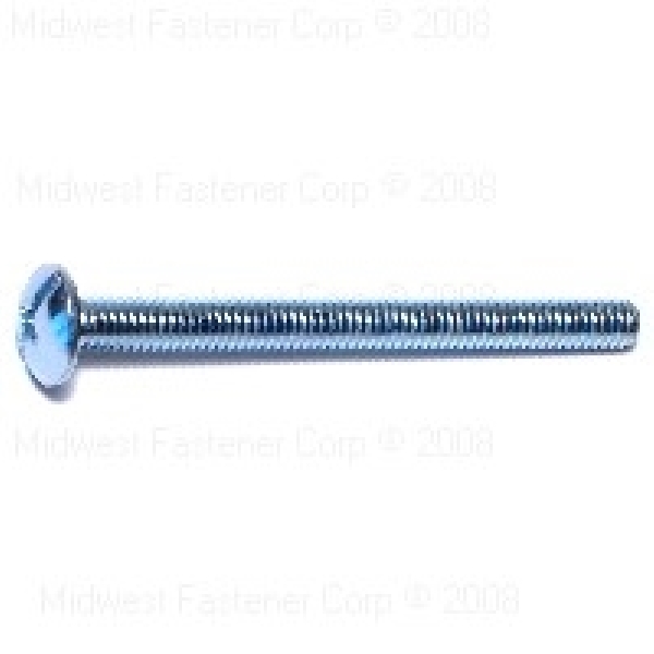 24225 Machine Screw, 8-32 Thread, 2 in L, Truss Head, Zinc, 5 PK