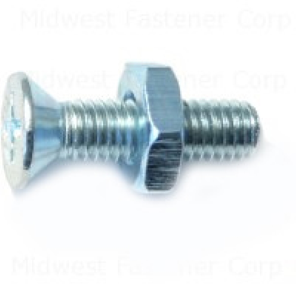 24026 Machine Screw, #10-32 Thread, 3/4 in L, Flat Head, Phillips Drive, Zinc, 5 PK