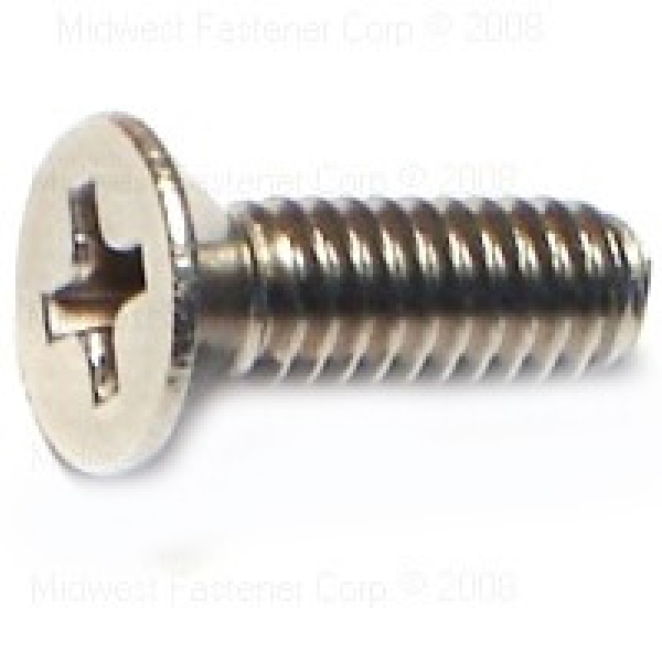 23818 Machine Screw, #8-32 Thread, 1/2 in L, Flat Head, Phillips Drive, Stainless Steel, 5/PK