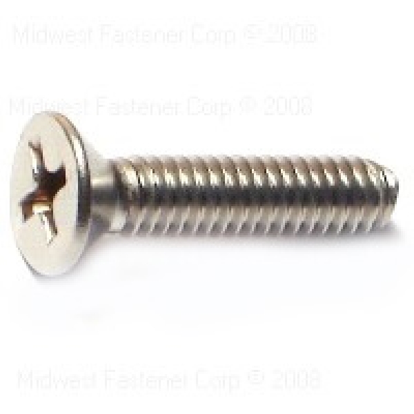 23819 Machine Screw, #8-32 Thread, 3/4 in L, Flat Head, Phillips Drive, Stainless Steel, 5 PK