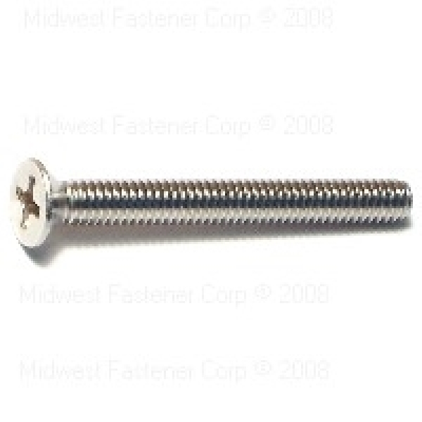 23822 Machine Screw, #8-32 Thread, 1-1/2 in L, Flat Head, Phillips Drive, Stainless Steel, 5 PK