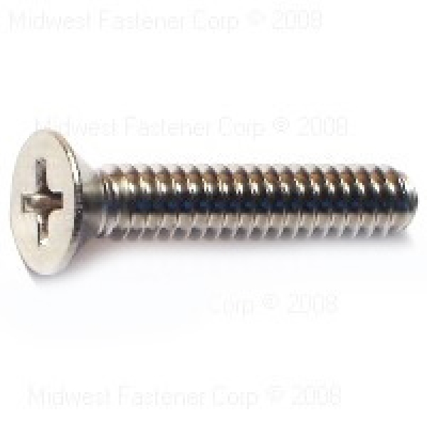 23828 Machine Screw, #10-24 Thread, 1 in L, Flat Head, Phillips Drive, Stainless Steel, 5 PK