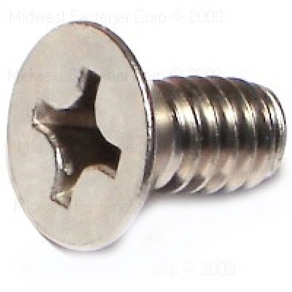 23834 Machine Screw, 1/4-20 Thread, 1/2 in L, Flat Head, Phillips Drive, Stainless Steel, 5 PK